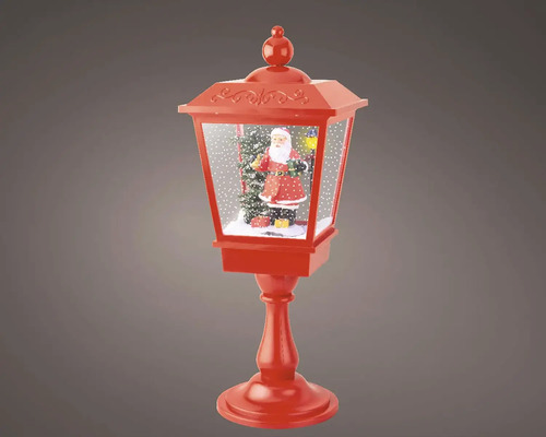 Dekoratívna snehová guľa lampáš so Santa Clausom a efektom sneženia pre vianočnú atmosféru