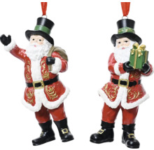 Dve figúrky Santa Clausa s cylindrom ako vianočné ozdoby