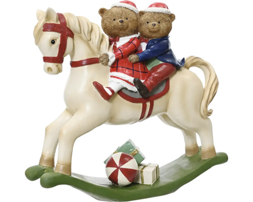 Dekoratívny hojdací kôň s medvedíkmi a darčekmi