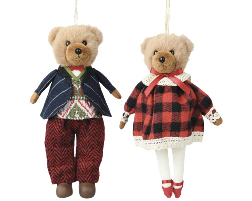 Medveď polyester Dva plyšové medvedíky ako vianočné ozdoby s rôznymi oblečeniami