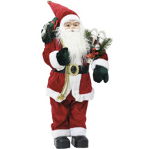 Figúrka Santa Clausa s vrecom darčekov a ozdobnými prvkami