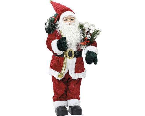 Figúrka Santa Clausa s vrecom darčekov a ozdobnými prvkami