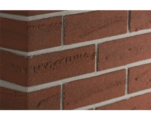 Obkladový pásik rohový Elastolith COLORADO 24x7,1 cm staročervený Detail červených tehál so svetlou maltou