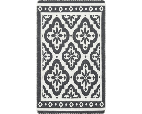 Kusový koberec Bakero Arya Neo z recyklovanej bavlny 08 anthracite/white 120x180 cm Koberec s kvetinovým vzorom