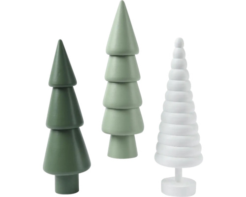 Vianočná dekoráci stromčekm, rôzne druhy Tri dekoratívne drevené vianočné stromčeky