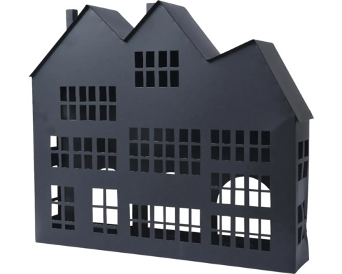 Dekoratívna lampáš v tvare domu s niekoľkými oknami