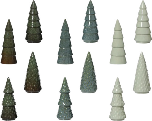 Dekoratívna figúrka stromček porcelánový 20 cm zelený, rôzne druhy Rôzne dekoratívne vianočné stromčeky z keramiky