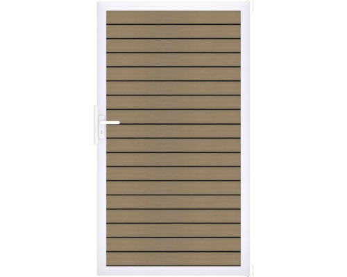 Dvere s vodorovnými drevenými panelmi a bielym rámom