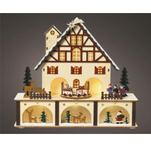 Vianočná pyramída s domom, figúrkami a osvetlením