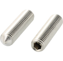 Dve červíky s vnútorným šesťhranom a kužeľovým hrotom