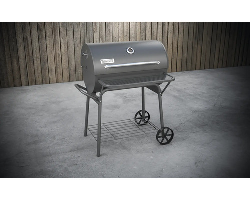 Tonneker gril na drevené uhlie s policou a kolieskami