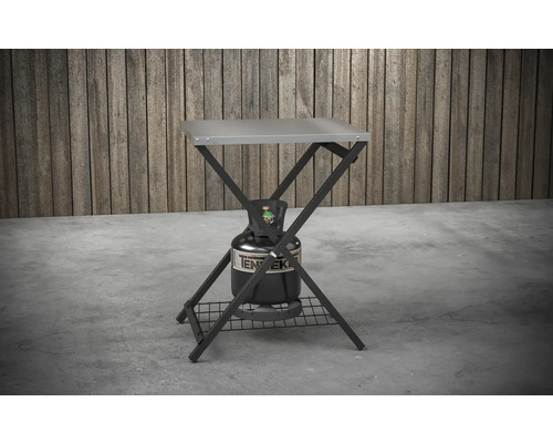 Kempingový varič so stolovou doskou a plynovou fľašou