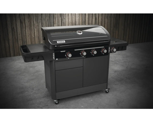 Plynový gril Tenneker so štyrmi horákmi, bočnými stolíkmi a spodnou skrinkou