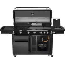 Plynový gril s otvoreným vekom, bočnými policami a úložným priestorom pre plynovú fľašu