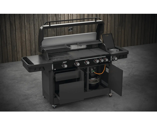 Plynový gril so štyrmi horákmi, bočným horákom, grilovacím roštom a spodnou skrinkou
