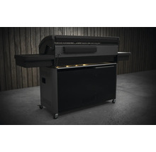 Čierny gril s policami a kolieskami