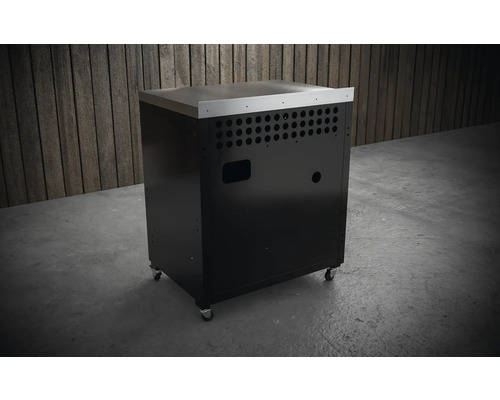 Grilovacia skrinka s kolieskami a doskou z nehrdzavejúcej ocele