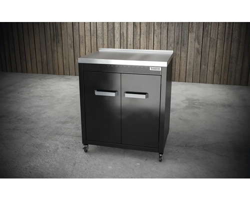 Dielenská skrinka s doskou z nehrdzavejúcej ocele a dvoma dvierkami