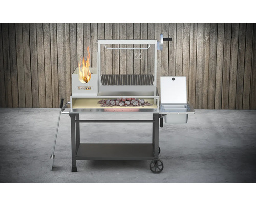 Grilovací vozík s dreveným uhlím a ohniskom