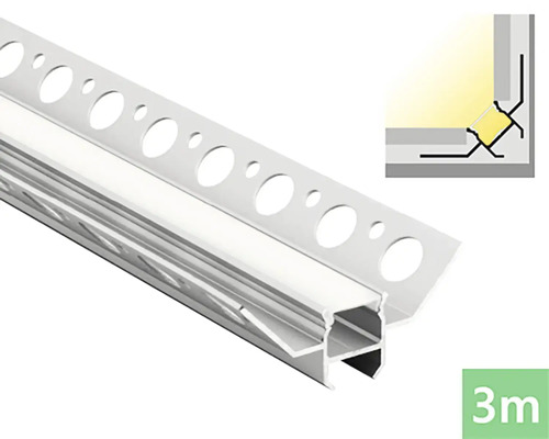 Profil FK technics 4739485-S pre LED do obkladu 3 m - vnútorný roh Rohový profil pre LED pásiky, 3 metre