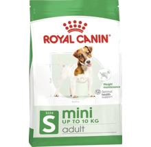 Logo Royal Canin. Balenie suchého krmiva pre dospelých psov Royal Canin Mini do 10 kilogramov pre malé plemená. Udržiavanie hmotnosti. Optimálna podpora zdravia.