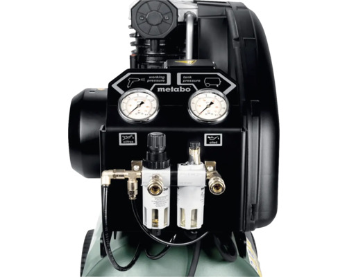 Kompresor Metabo s dvoma manometrami na zobrazenie tlaku
