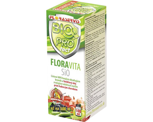 Listové hnojivo na ovocie a zeleninu FloraVita SiO Floraservis 100 ml FLORASERVIS FLORAVITA SiO listové hnojivo v 100 ml fľaši