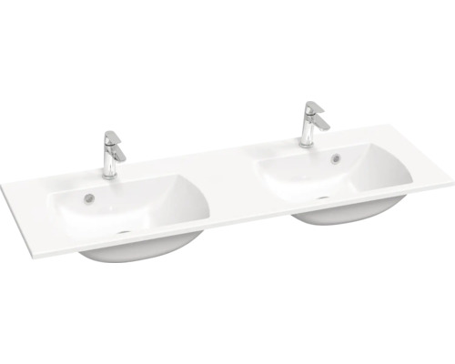 Umývadlo na skrinku RAVAK Classic II liaty mramor biela 1300 x 155 XJX01113001 Dvojité umývadlo s dvoma vodovodnými batériami