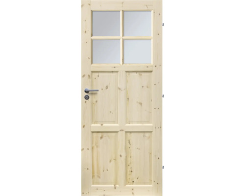 Drevené dvere so sklenenou výplňou a kľučkou