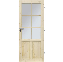 Drevené dvere so sklenenou vložkou a kľučkou