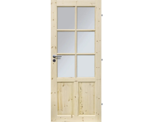 Drevené dvere so sklenenou vložkou a kľučkou
