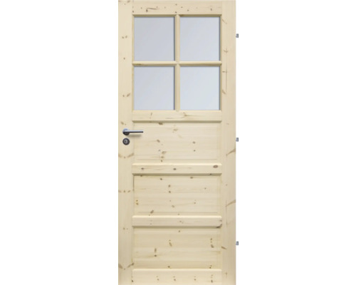Drevené dvere so sklenenou výplňou a kľučkou