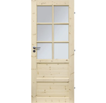 Drevené dvere so sklenenými výplňami a kľučkou