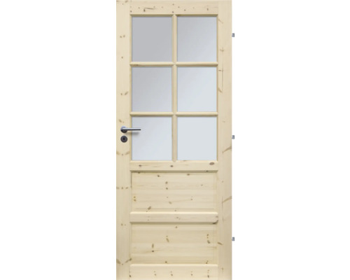 Drevené dvere so sklenenými výplňami a kľučkou