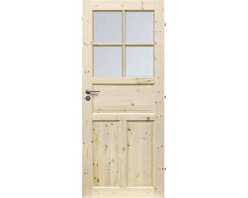 Drevené dvere so sklenenou vložkou a kľučkou