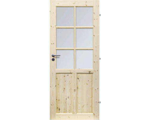 Drevené dvere so sklenenou vložkou a kľučkou