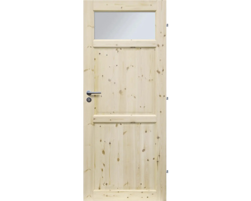 Drevené dvere so sklenenou výplňou a kľučkou