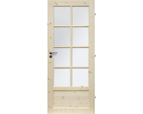 Drevené dvere so sklenenými výplňami a kľučkou