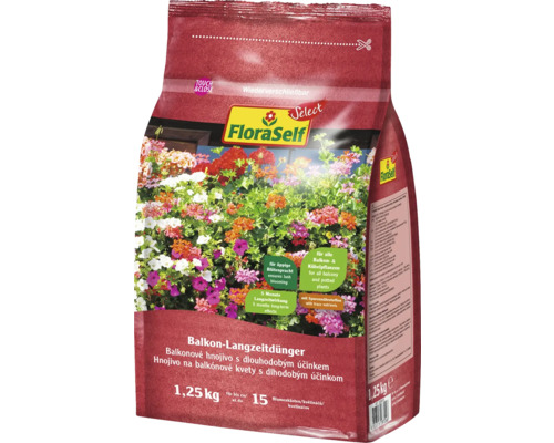 Hnojivo pre balkónové kvety dlhodobé FloraSelf Select 1,25 kg FloraSelf Balkónové hnojivo s dlhodobým účinkom, 1,25 kg vrece