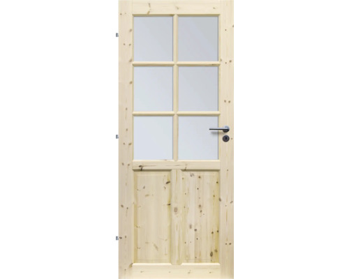 Drevené dvere so sklenenou výplňou a kľučkou