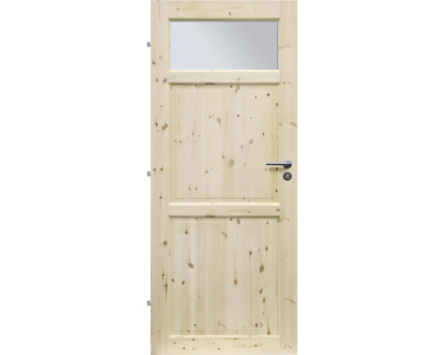 Drevené dvere so sklenenou vložkou a kľučkou