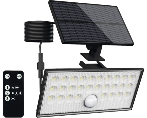 LED solárne nástenné svietidlo Top Light Heleon PIR VARIO RC IP65 8W 800lm 4000K čierne so senzorom pohybu a diaľkovým ovládaním