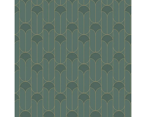 Vliesová tapeta Green&Co Paris zelená 0,53x10,05 m Tapeta s geometrickým vzorom