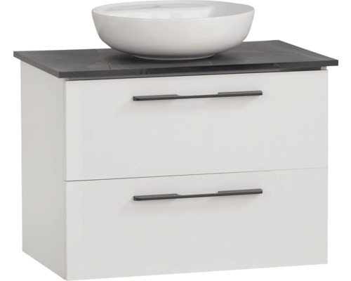 Skrinka pod umývadlo s umývadlom na dosku a dvoma zásuvkami