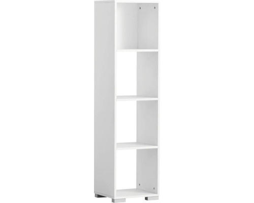 Policový regál do kúpeľne Möbelpartner Carlos biela 36,3 x 142,7 x 33 cm Biela polica so štyrmi priehradkami