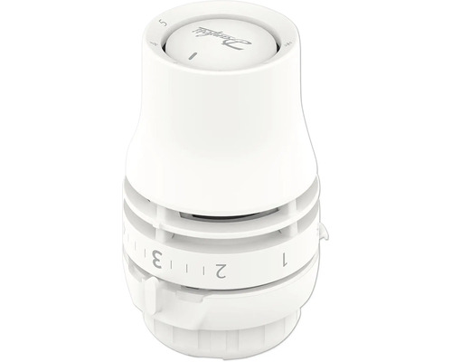 Radiátorový termostat s nastavovacími číslami 1 až 5 a logom Danfoss