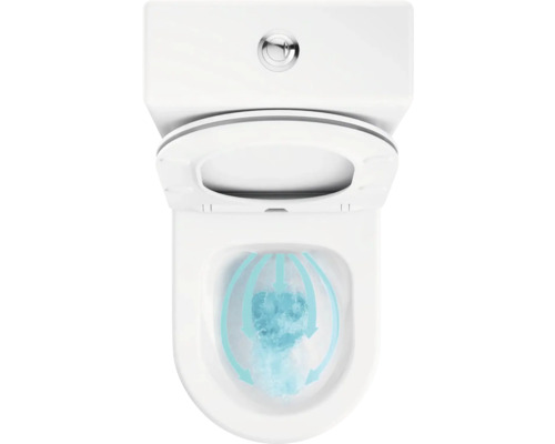 Keramická toaleta s otvoreným záchodovým sedadlom a splachovaním vody