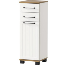 Úzka kúpeľňová skrinka s tromi zásuvkami a jednými dverami