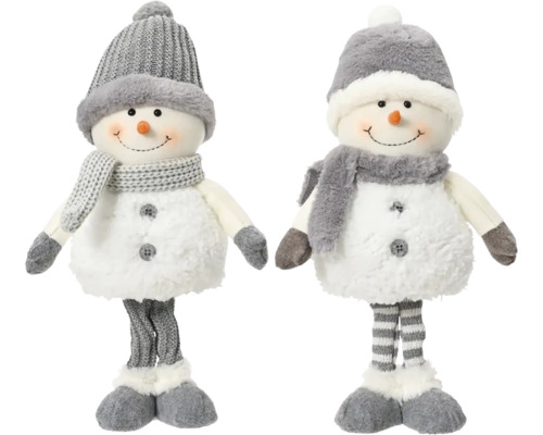 Snehuliak polyester Dva látkoví snehuliaci s čiapkami a šálmi ako vianočná dekorácia