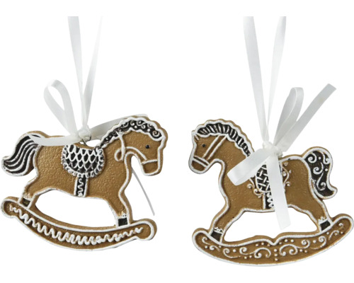 Dve ozdoby hojdacieho koňa so stuhami na zavesenie
